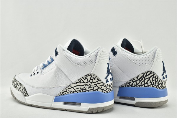 Air Jordan 3 UNC White Valor Blue Tech Grey CT8532 104 Womens And Mens Shoes